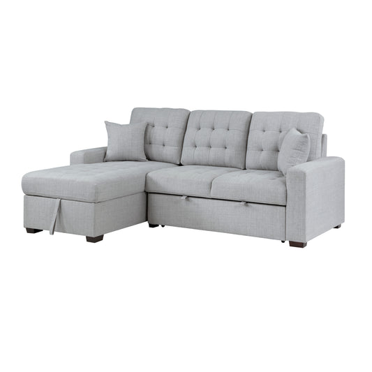 Homelegance McCafferty Gray Sectional Sofa with Pull-Out Bed and Storage 9916GY-2LCRL