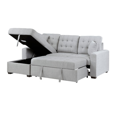 Homelegance McCafferty Gray Sectional Sofa with Pull-Out Bed and Storage 9916GY-2LCRL