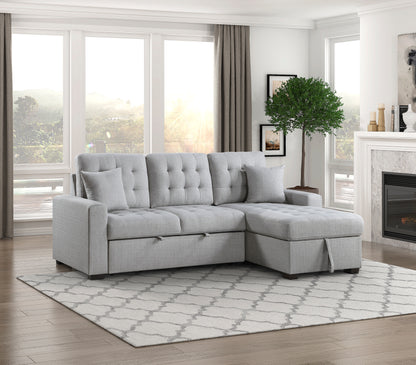 Homelegance McCafferty Gray Textured 2-Piece Sectional Sofa with Trundle Bed 9916GY-2LLRC