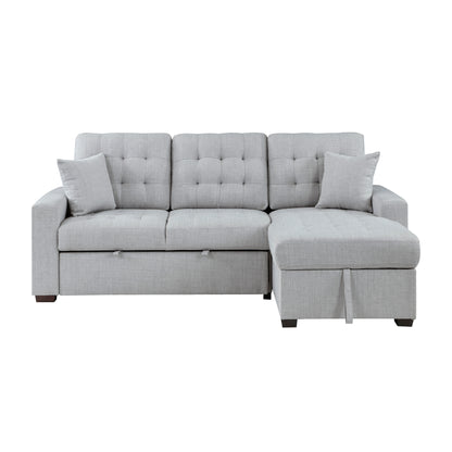 Homelegance McCafferty Gray Textured 2-Piece Sectional Sofa with Trundle Bed 9916GY-2LLRC