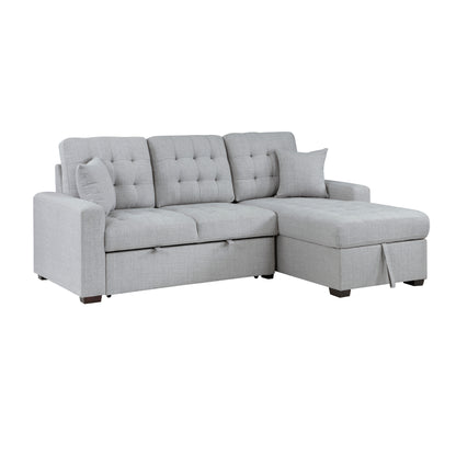 Homelegance McCafferty Gray Textured 2-Piece Sectional Sofa with Trundle Bed 9916GY-2LLRC