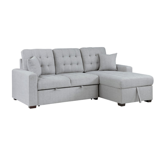 Homelegance McCafferty Gray Textured 2-Piece Sectional Sofa with Trundle Bed 9916GY-2LLRC
