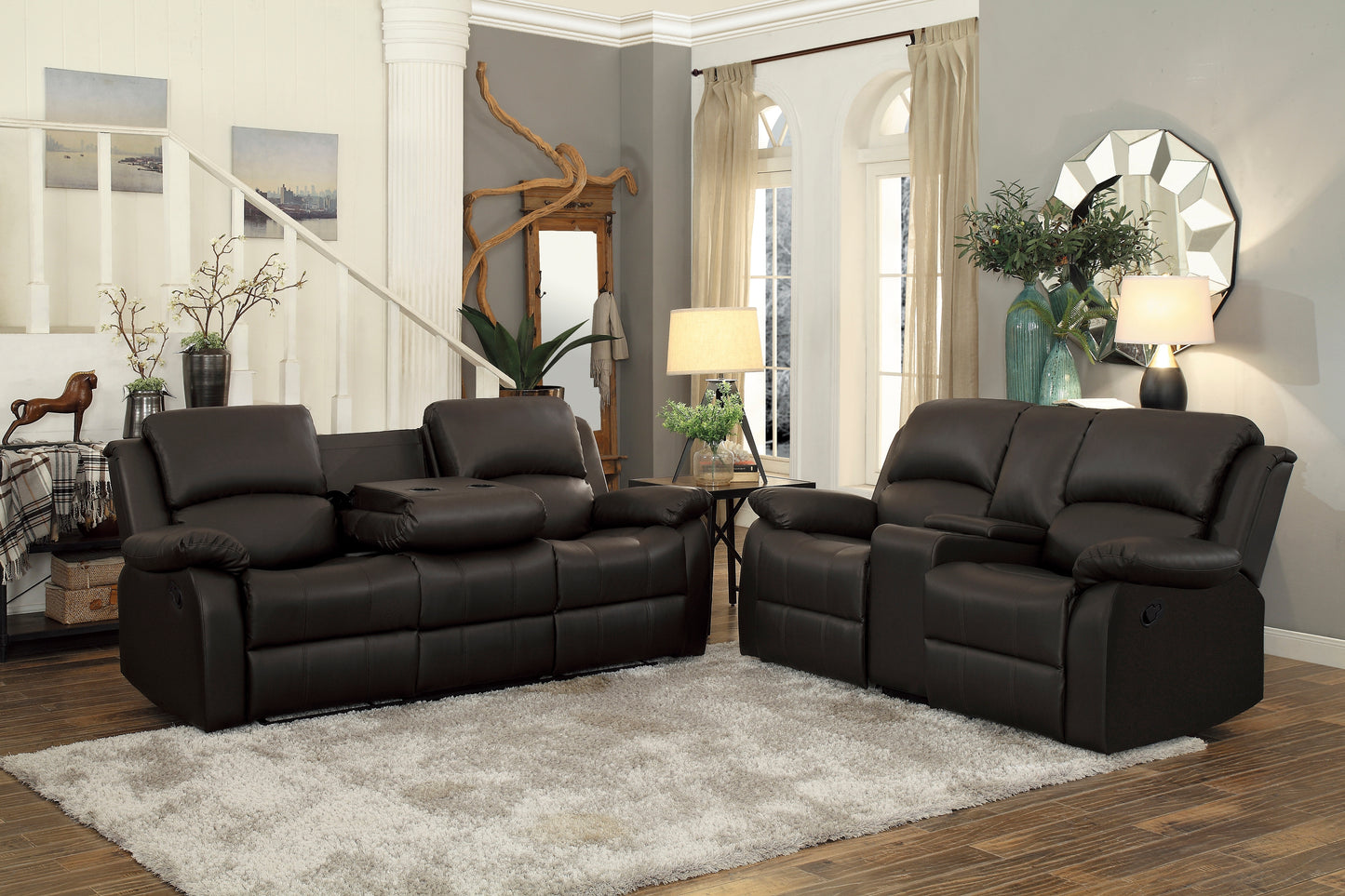 Homelegance Clarkdale Loveseat Glider Reclining Dark Brown 9928DBR-2