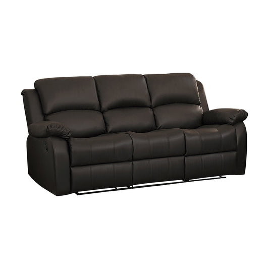 Homelegance Clarkdale Dark Brown Faux Leather Double Reclining Sofa 9928DBR-3