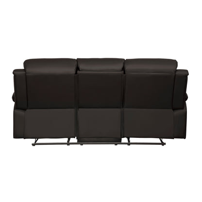 Homelegance Clarkdale Dark Brown Faux Leather Double Reclining Sofa 9928DBR-3