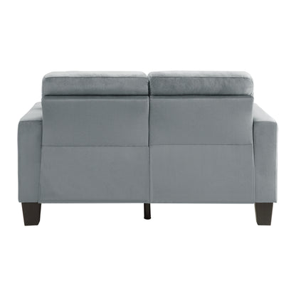 Homelegance Lantana Loveseat Gray Microfiber Upholstery Tufted Detail 9957GY-2
