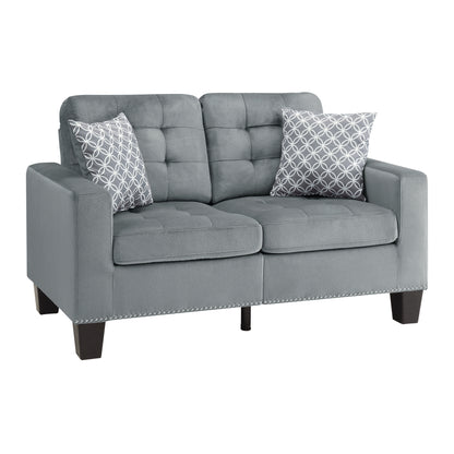 Homelegance Lantana Loveseat Gray Microfiber Upholstery Tufted Detail 9957GY-2