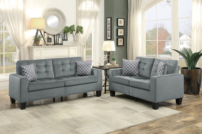 Homelegance Lantana Loveseat Gray Microfiber Upholstery Tufted Detail 9957GY-2
