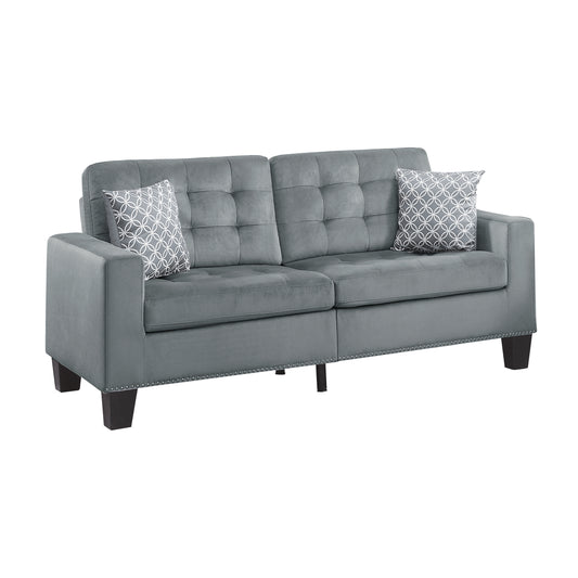 Homelegance Lantana Sectional Sofa Soft Gray Upholstered with Decorative Pillows 9957GY-3