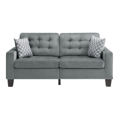 Homelegance Lantana Sectional Sofa Soft Gray Upholstered with Decorative Pillows 9957GY-3