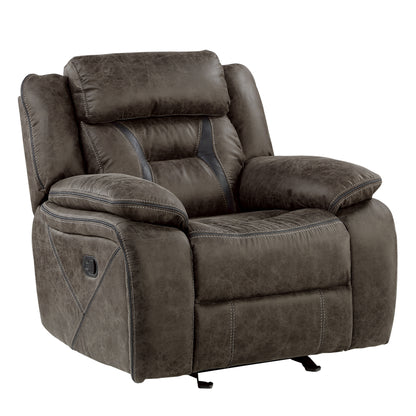 Homelegance Madrona Hill Glider Recliner Dark Brown Upholstered Reclining Chair 9989DB-1