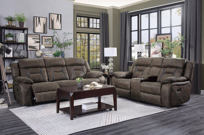 Homelegance Madrona Hill Dark Brown Reclining Loveseat with Center Console 9989DB-2
