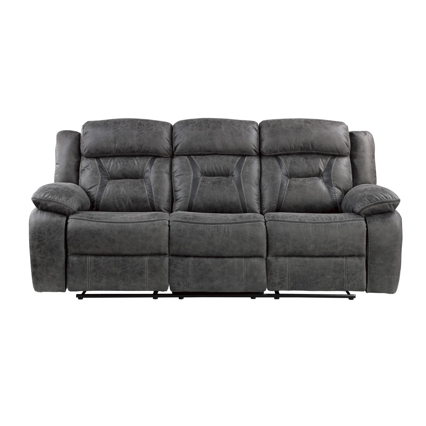 Homelegance Madrona Hill Gray Polished Microfiber Dual Reclining Sectional 9989GY-3