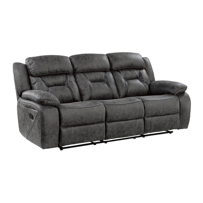 Homelegance Madrona Hill Gray Polished Microfiber Dual Reclining Sectional 9989GY-3