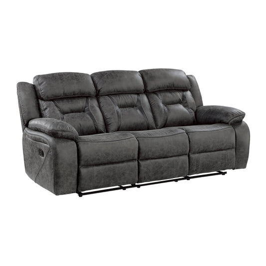 Homelegance Madrona Hill Gray Polished Microfiber Dual Reclining Sectional 9989GY-3
