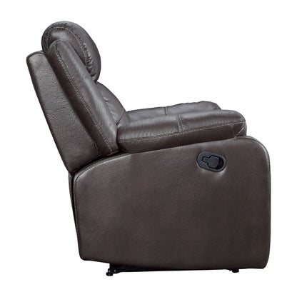 Homelegance Yerba Reclining Chair in Dark Brown Polished Microfiber 9990DB-1