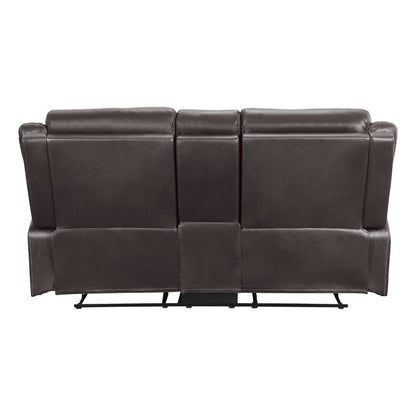 Homelegance Yerba Dark Brown Glider Reclining Loveseat with Center Console 9990DB-2