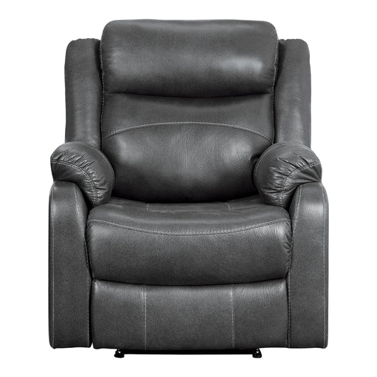Homelegance Yerba Reclining Chair in Gray Polished Microfiber 9990GY-1