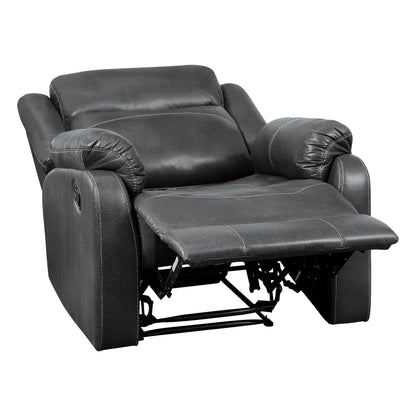Homelegance Yerba Reclining Chair in Gray Polished Microfiber 9990GY-1