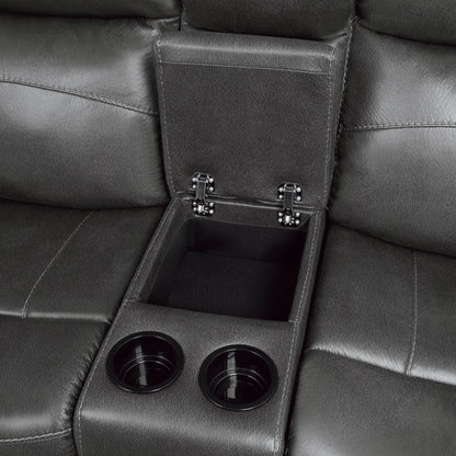 Homelegance Yerba Glider Reclining Gray with Center Console 9990GY-2
