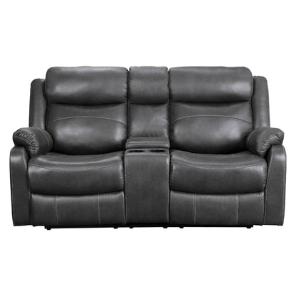 Homelegance Yerba Glider Reclining Gray with Center Console 9990GY-2