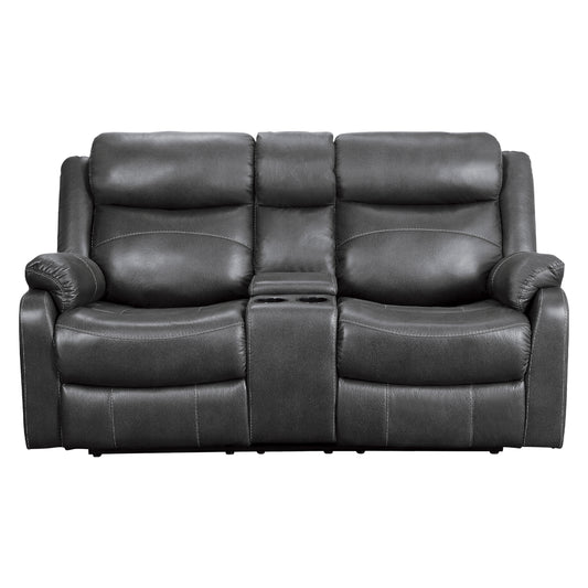 Homelegance Yerba Glider Reclining Gray with Center Console 9990GY-2