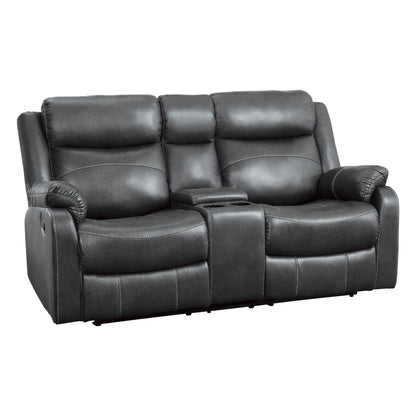 Homelegance Yerba Glider Reclining Gray with Center Console 9990GY-2