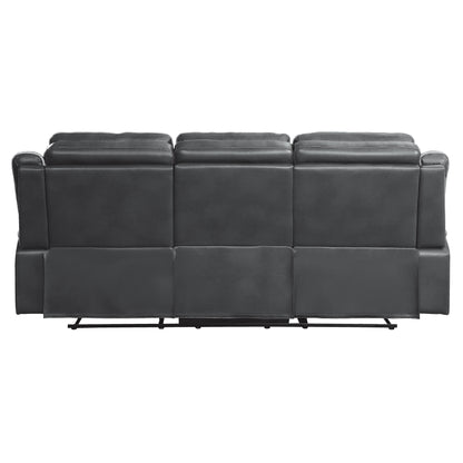 Homelegance Darwan Dark Gray Faux Leather Dual Reclining Sectional Sofa 9999DG-3