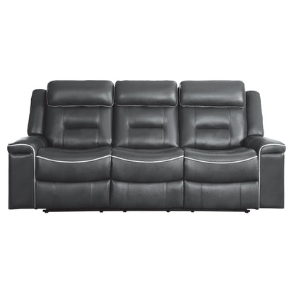 Homelegance Darwan Dark Gray Faux Leather Dual Reclining Sectional Sofa 9999DG-3