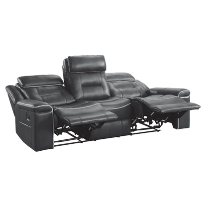 Homelegance Darwan Dark Gray Faux Leather Dual Reclining Sectional Sofa 9999DG-3