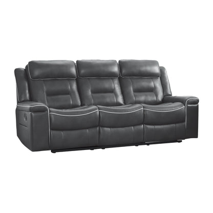 Homelegance Darwan Dark Gray Faux Leather Dual Reclining Sectional Sofa 9999DG-3