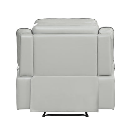 Homelegance Darwan Reclining Chair in Light Gray Faux Leather 9999GY-1