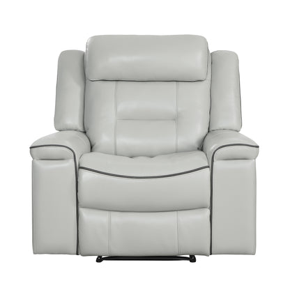 Homelegance Darwan Reclining Chair in Light Gray Faux Leather 9999GY-1