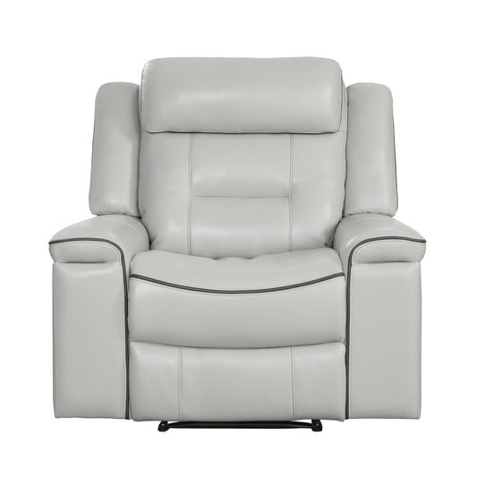 Homelegance Darwan Reclining Chair in Light Gray Faux Leather 9999GY-1