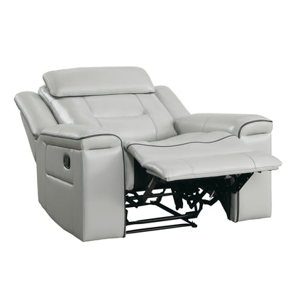 Homelegance Darwan Reclining Chair in Light Gray Faux Leather 9999GY-1
