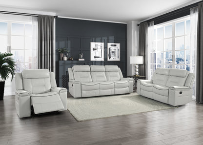 Homelegance Darwan Reclining Chair in Light Gray Faux Leather 9999GY-1