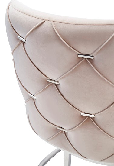 Modrest Daria Modern Beige Velvet and Stainless Steel Dining Chair Set of 2