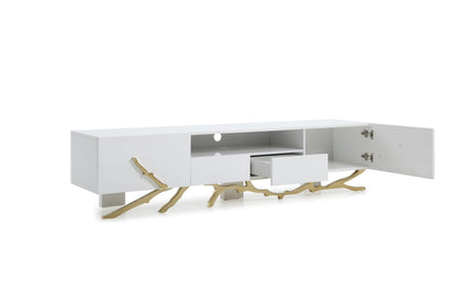 Modrest Legend Modern White and Gold 79" TV Stand