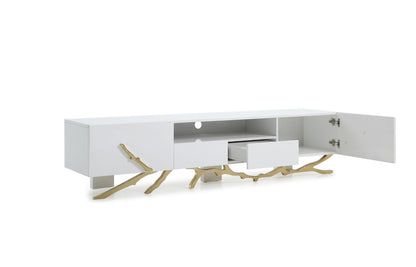 Modrest Legend 87"-Wide Modern White Gold TV Stand