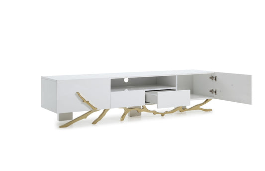 Modrest Legend 87"-Wide Modern White Gold TV Stand