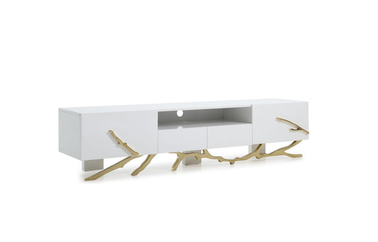 Modrest Legend Modern White and Gold 79" TV Stand