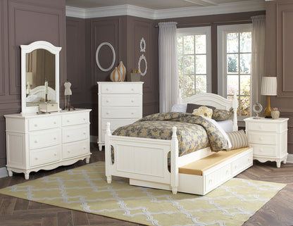 Homelegance Full Platform Bed with Twin Trundle in Crisp White B1799F-1-R