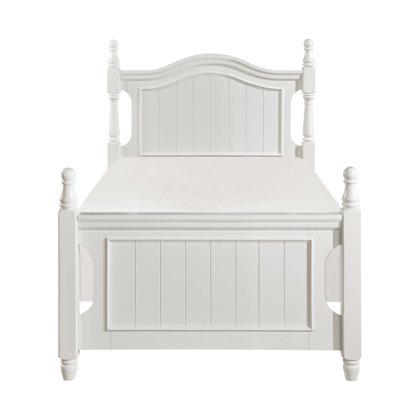 Homelegance Twin Platform Bed with Twin Trundle in White Clementine B1799T-1-R