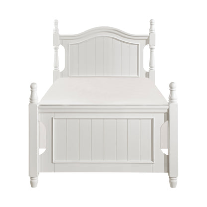 Homelegance Twin Platform Bed with Twin Trundle in White Clementine B1799T-1-R