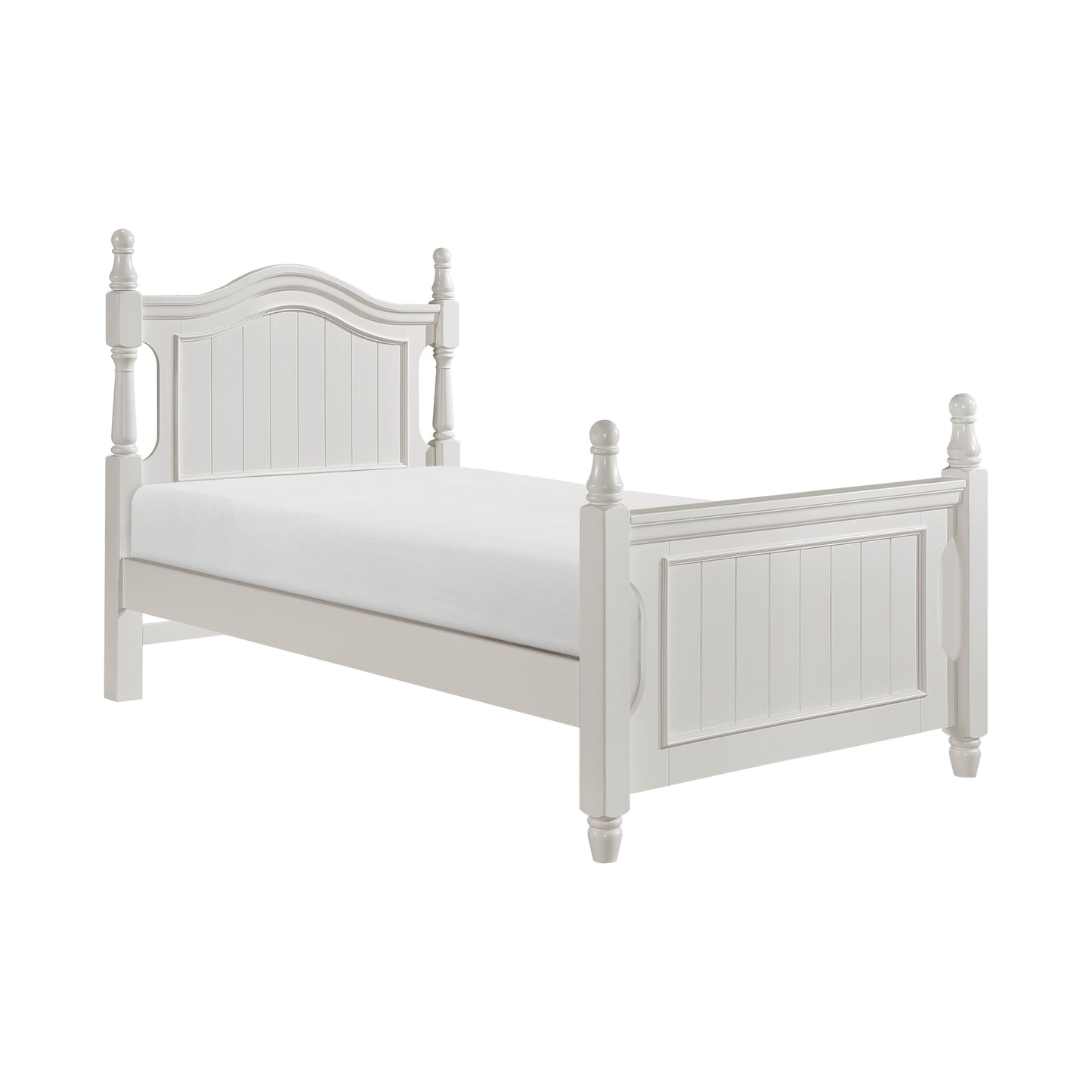 Homelegance Twin Platform Bed with Twin Trundle in White Clementine B1799T-1-R