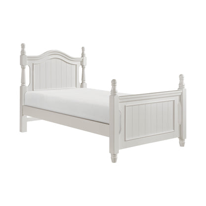 Homelegance Twin Platform Bed with Twin Trundle in White Clementine B1799T-1-R