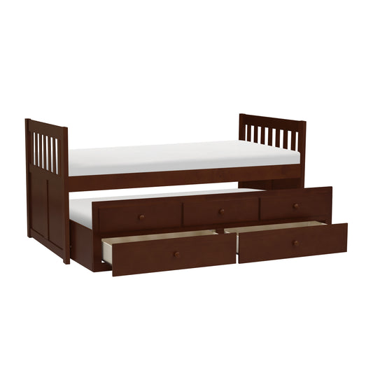 Homelegance Rowe Twin Twin Trundle Bed Dark Cherry with Storage Drawers B2013PRDC-1