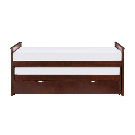 Homelegance Rowe Twin Twin Bed with Twin Trundle Dark Cherry B2013RTDC-1R