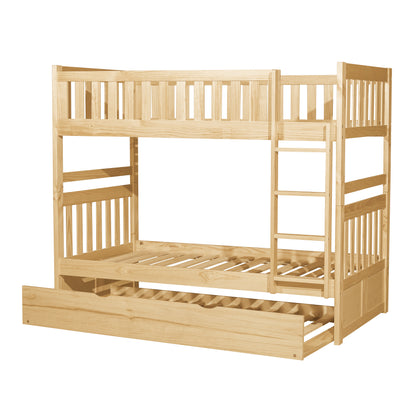 Homelegance Bartly Twin Twin Bunk Bed with Twin Trundle Natural Pine B2043-1-R