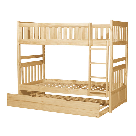 Homelegance Bartly Twin Twin Bunk Bed with Twin Trundle Natural Pine B2043-1-R